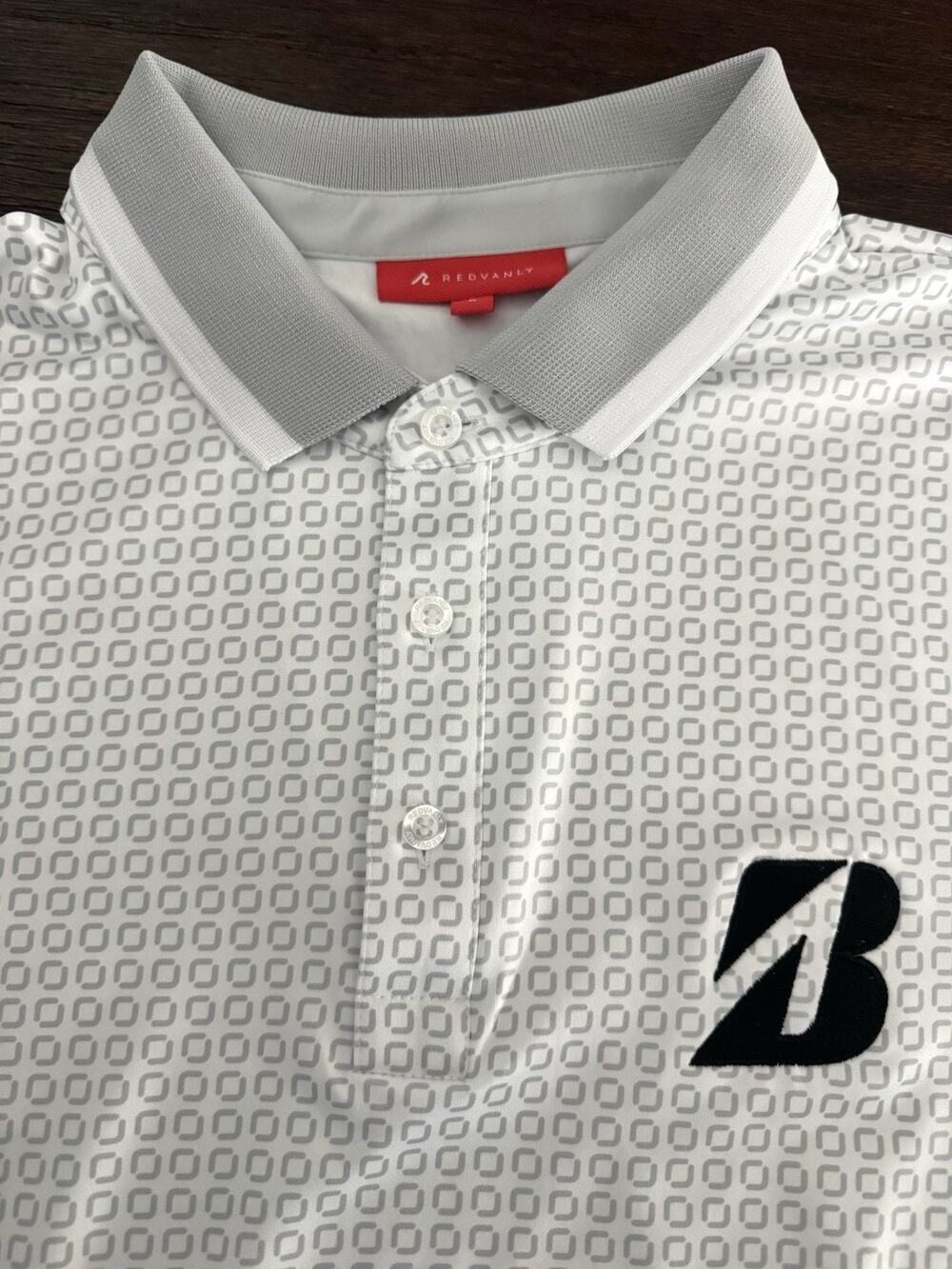 Redvanly Bridgestone Golf Polo Shirt Mens Large White Gray Performance Stretch